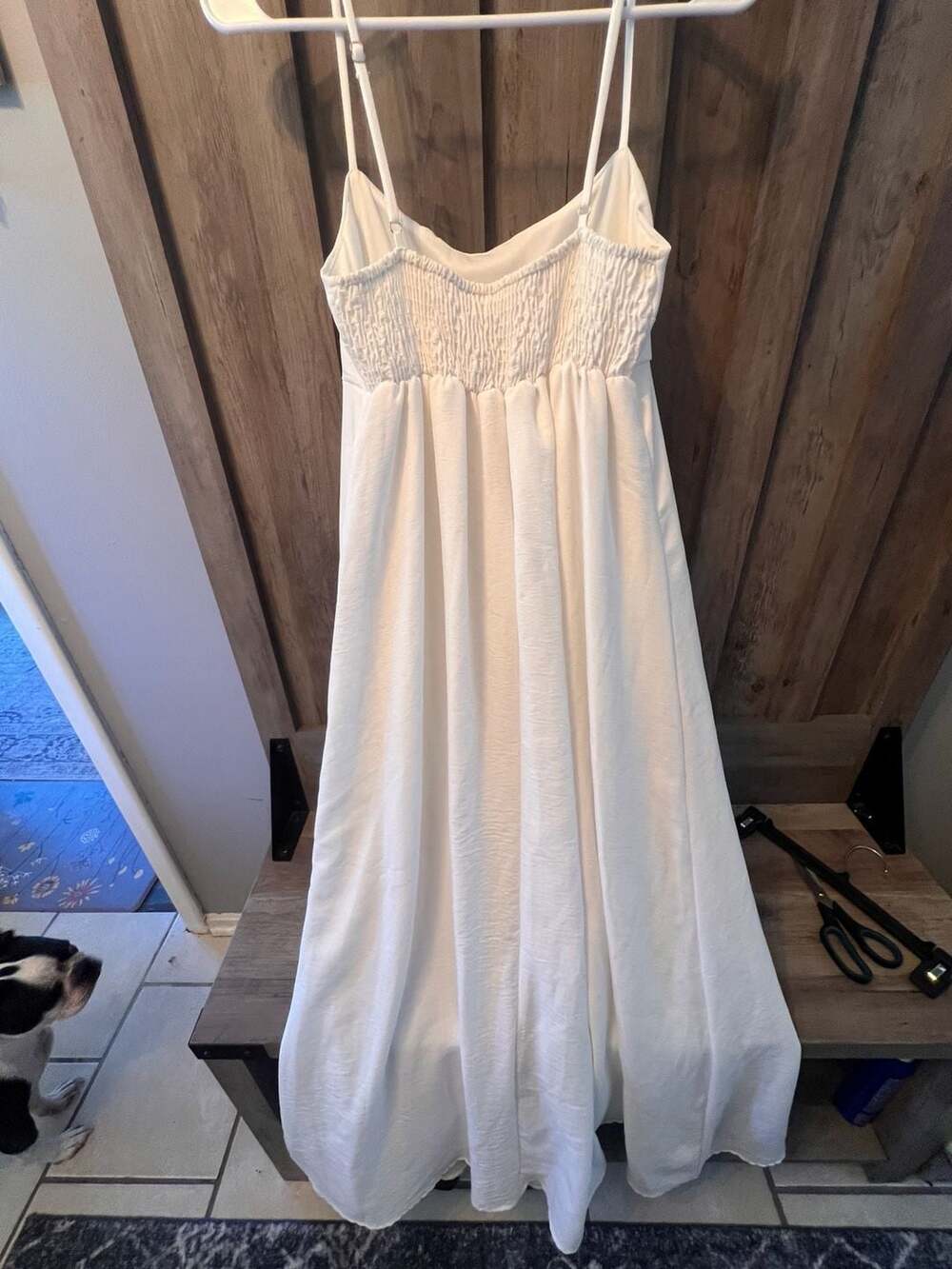 Altard State White Smocked Back Spaghetti Strap Midi Sundress Size M